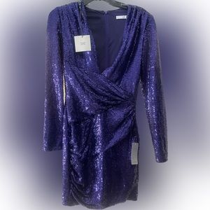 Tadashi Shoji purple sequin mini dress